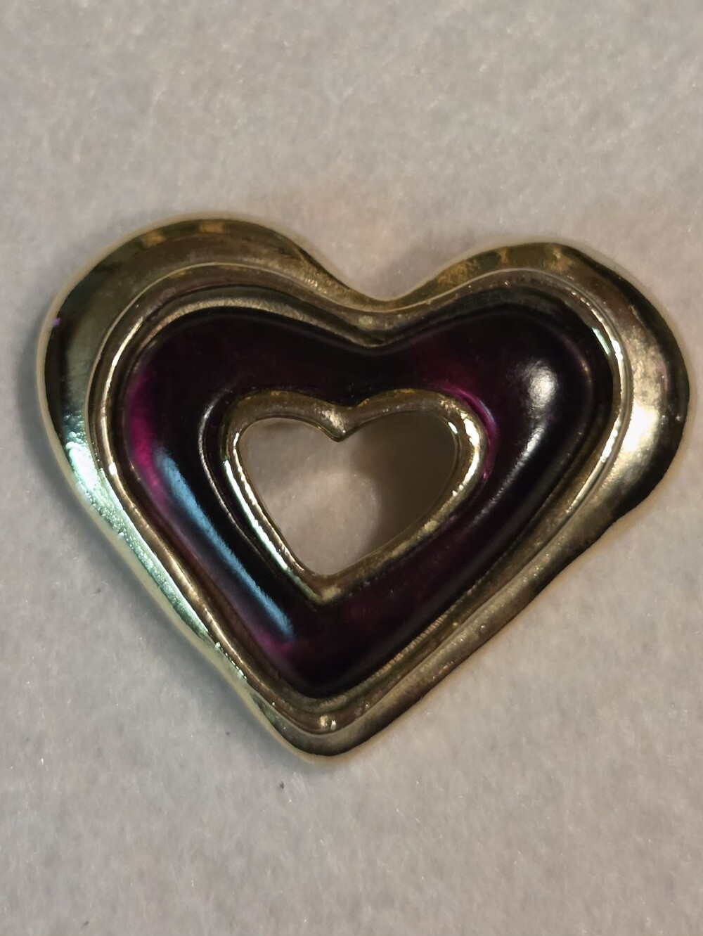 Vintage Gold-tone Red Nested Heart Brooch / Pin - Elegant Women’s Jewelry